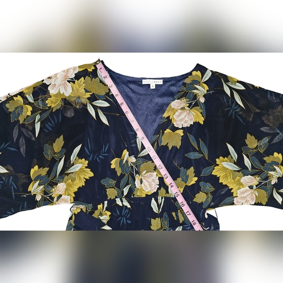 Baltic Born Kia Kimono Maxi Dress Black Floral Chiffon Slit Formal Gown Sz S - Picture 9 of 16